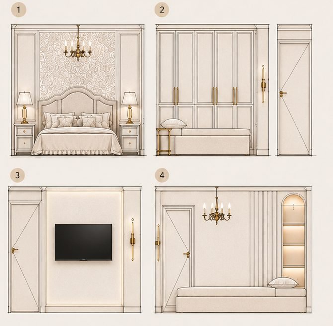 Millwork and wall elevation drawings